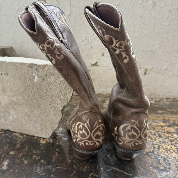 Durango Crush Western Boots Embroidered Cowboy Boots Chocolate Scroll Womens 7 - Picture 2 of 8